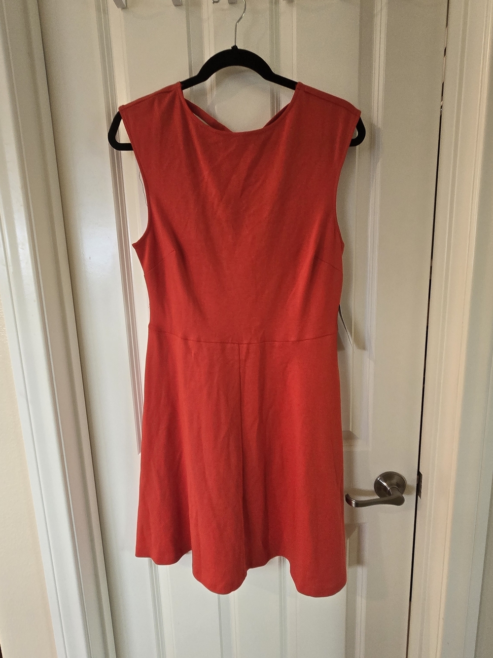 New York & Company Sleeveless Coral-Red Fit & Flare Dress